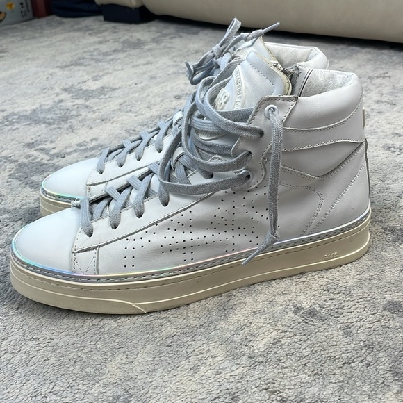 New P448 F22 Taylor Platform High Top Sneaker Side Zip Iridescent Strip Sz 42 - Picture 5 of 16